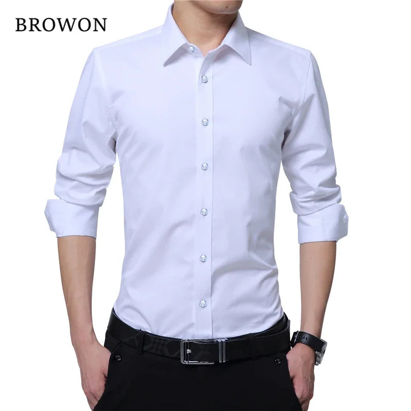 Cotton Blend Slim-fit Collared Shirt