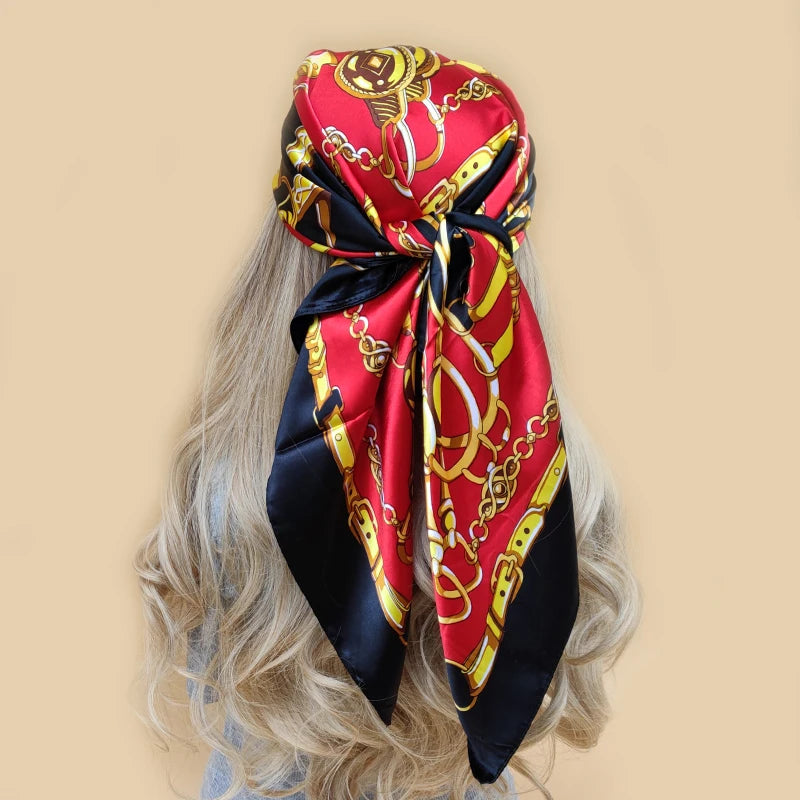 Floral Print Square Scarf – Silk-Feel