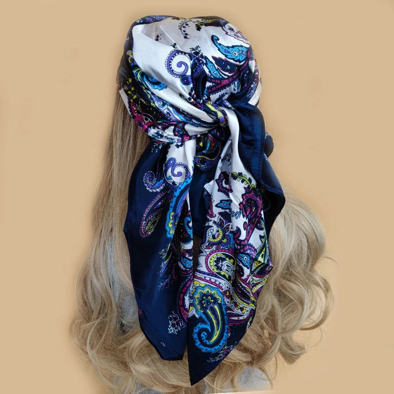 Floral Print Square Scarf – Silk-Feel