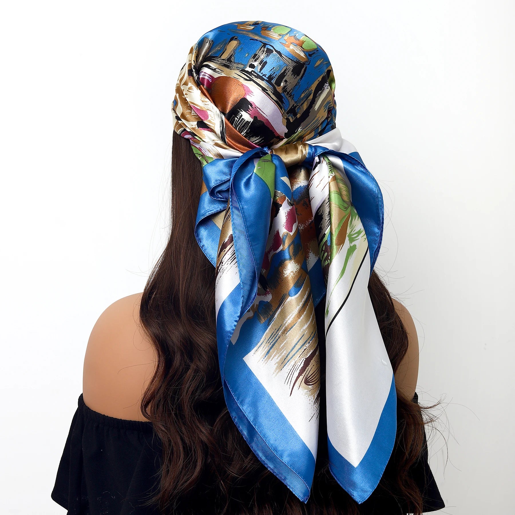 Colorful Silk-Feel Square Scarf