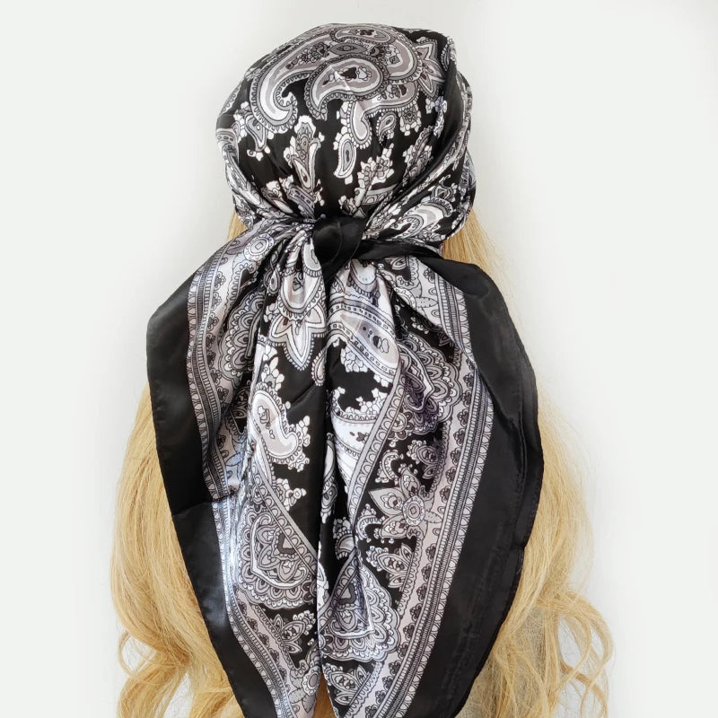Colorful Silk-Feel Square Scarf
