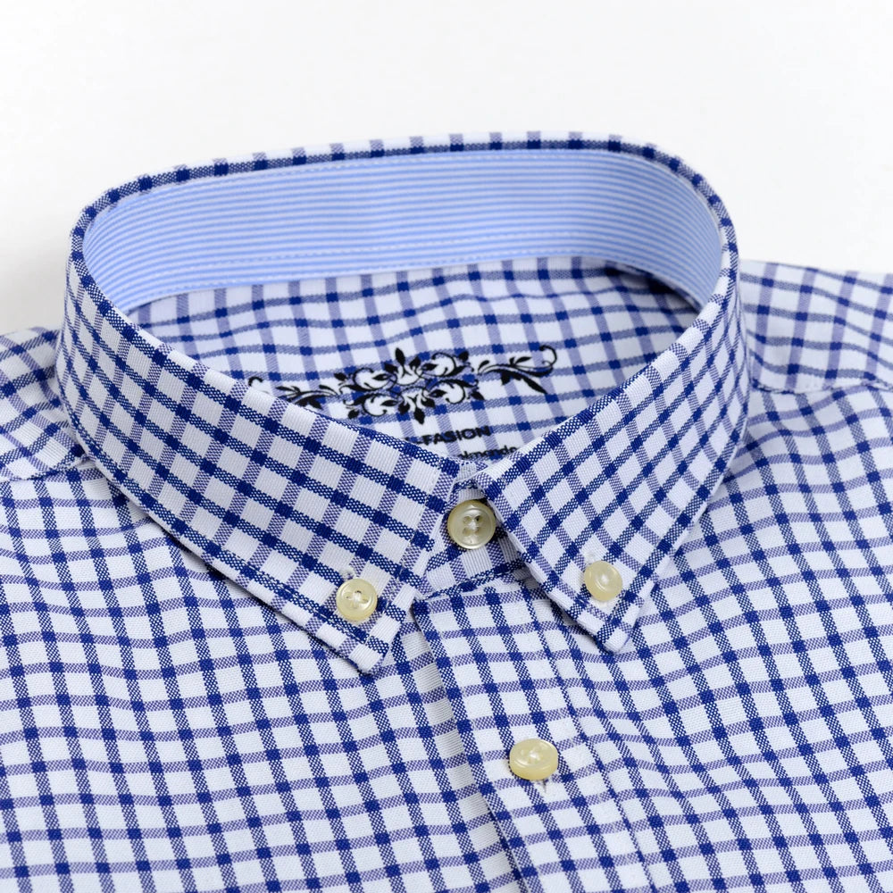 Checked/Striped Cotton Blend Shirt