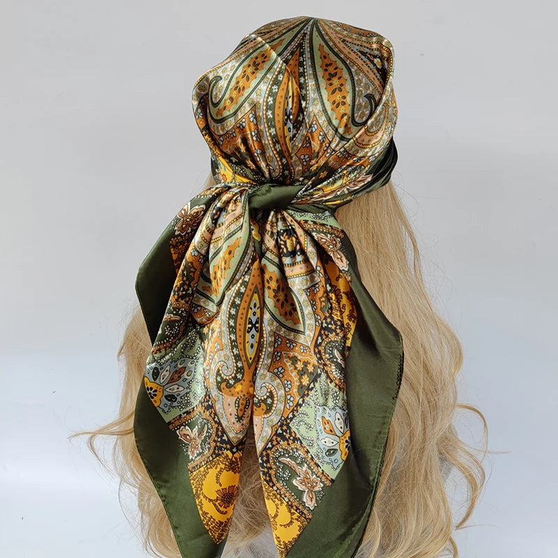 Colorful Silk-Feel Square Scarf