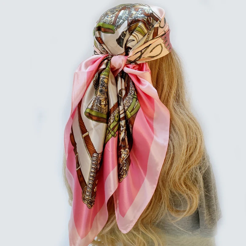 Floral Print Square Scarf – Silk-Feel