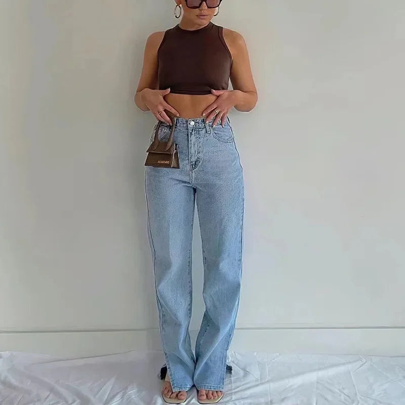 Washed Boyfriend Denim Jeans Women