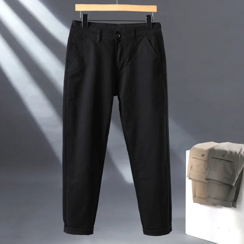 Stretch Straight Fit Cotton Trousers