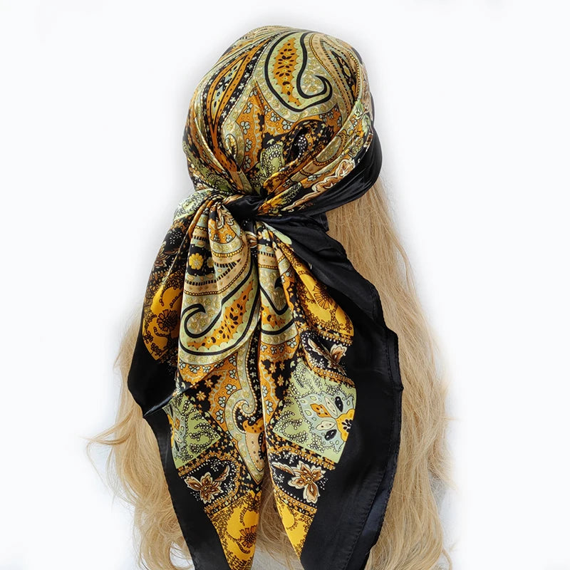 Colorful Silk-Feel Square Scarf