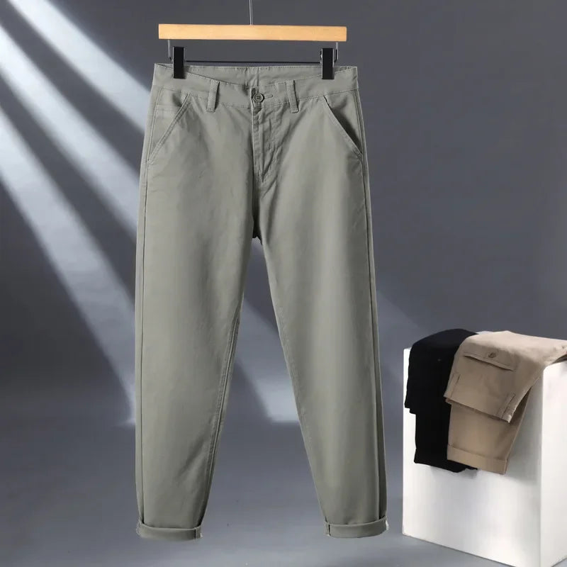 Stretch Straight Fit Cotton Trousers