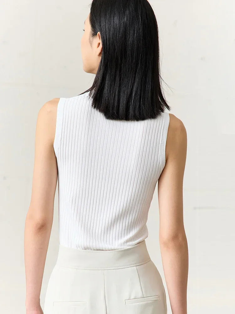Knitted O-Neck Tank top women