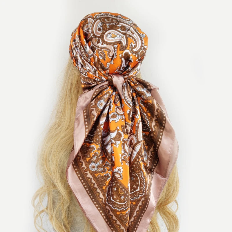 Colorful Silk-Feel Square Scarf