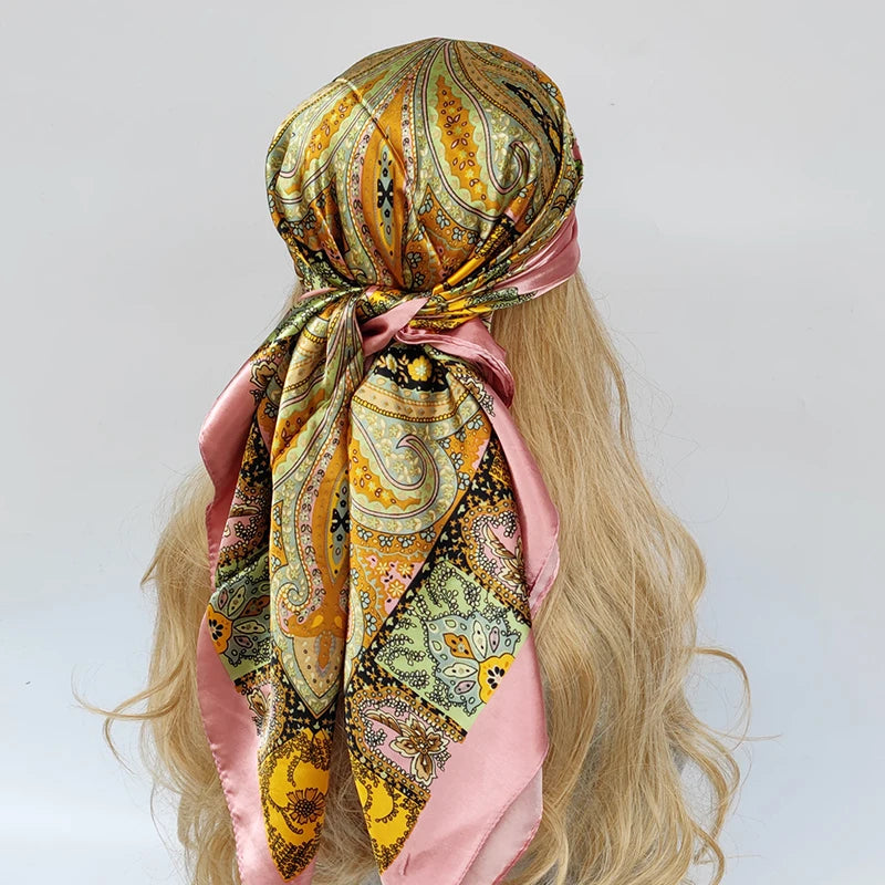 Colorful Silk-Feel Square Scarf