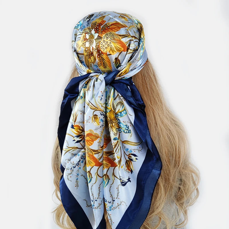 Colorful Silk-Feel Square Scarf