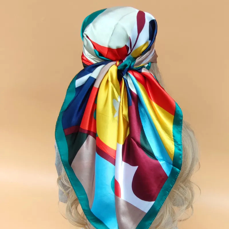 Colorful Silk-Feel Square Scarf