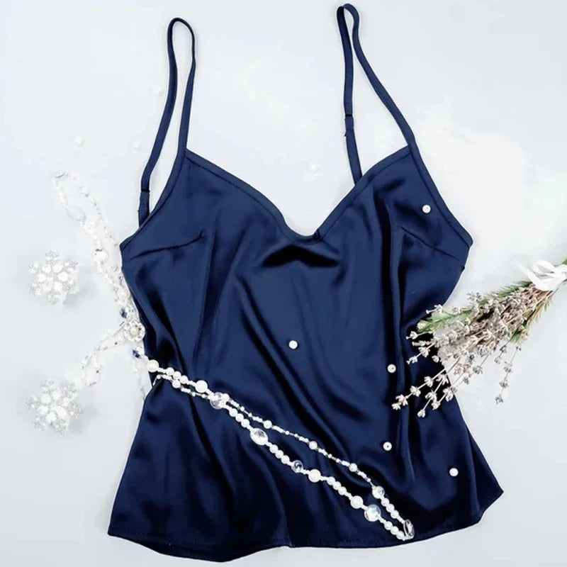 Satin Spaghetti Strap Tank Top