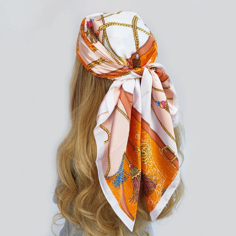 Floral Print Square Scarf – Silk-Feel