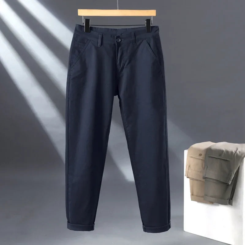 Stretch Straight Fit Cotton Trousers