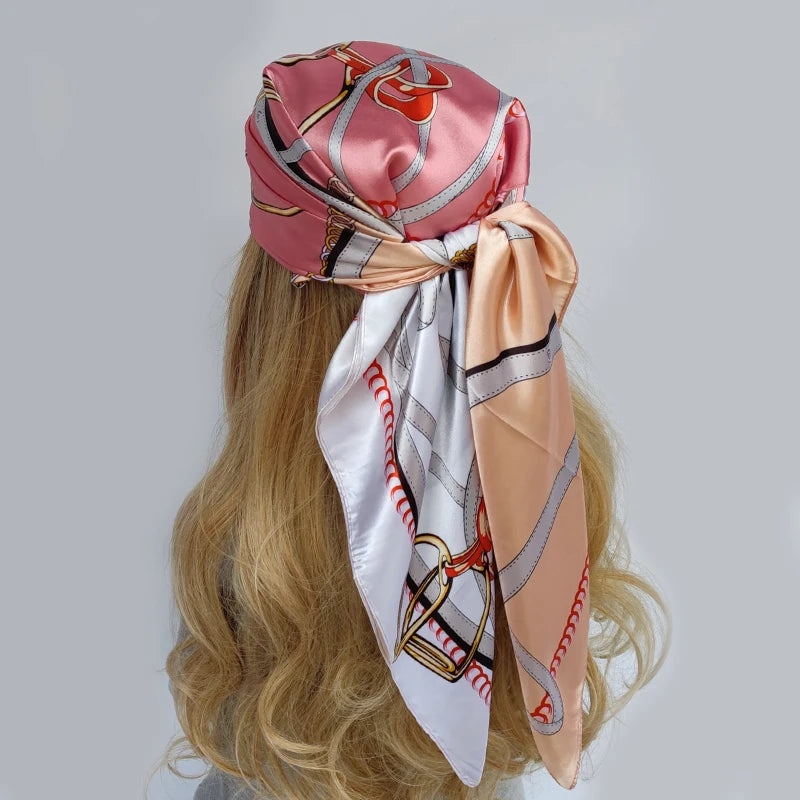 Floral Print Square Scarf – Silk-Feel