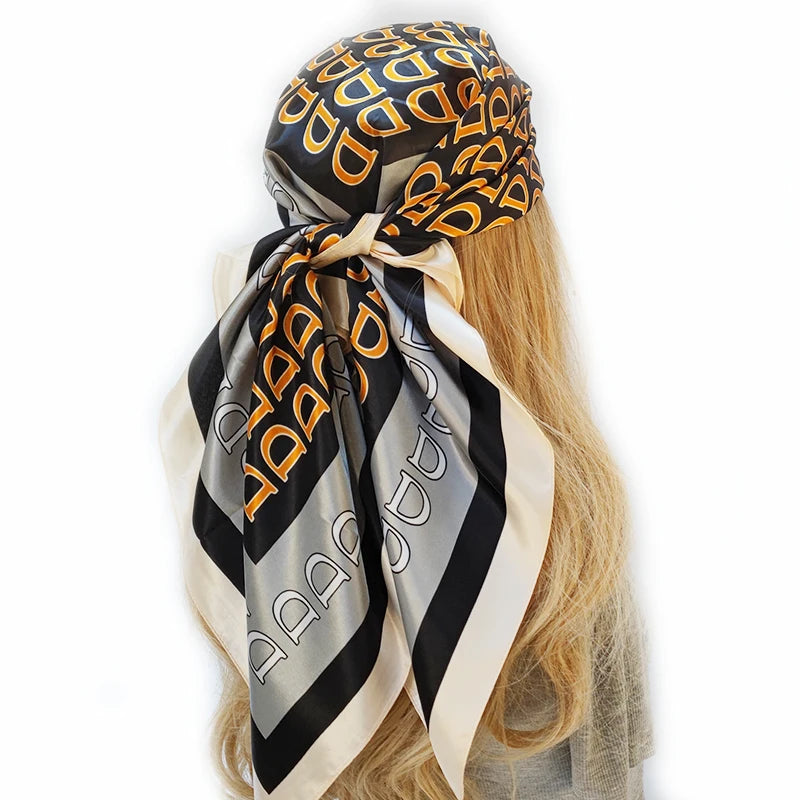 Floral Print Square Scarf – Silk-Feel