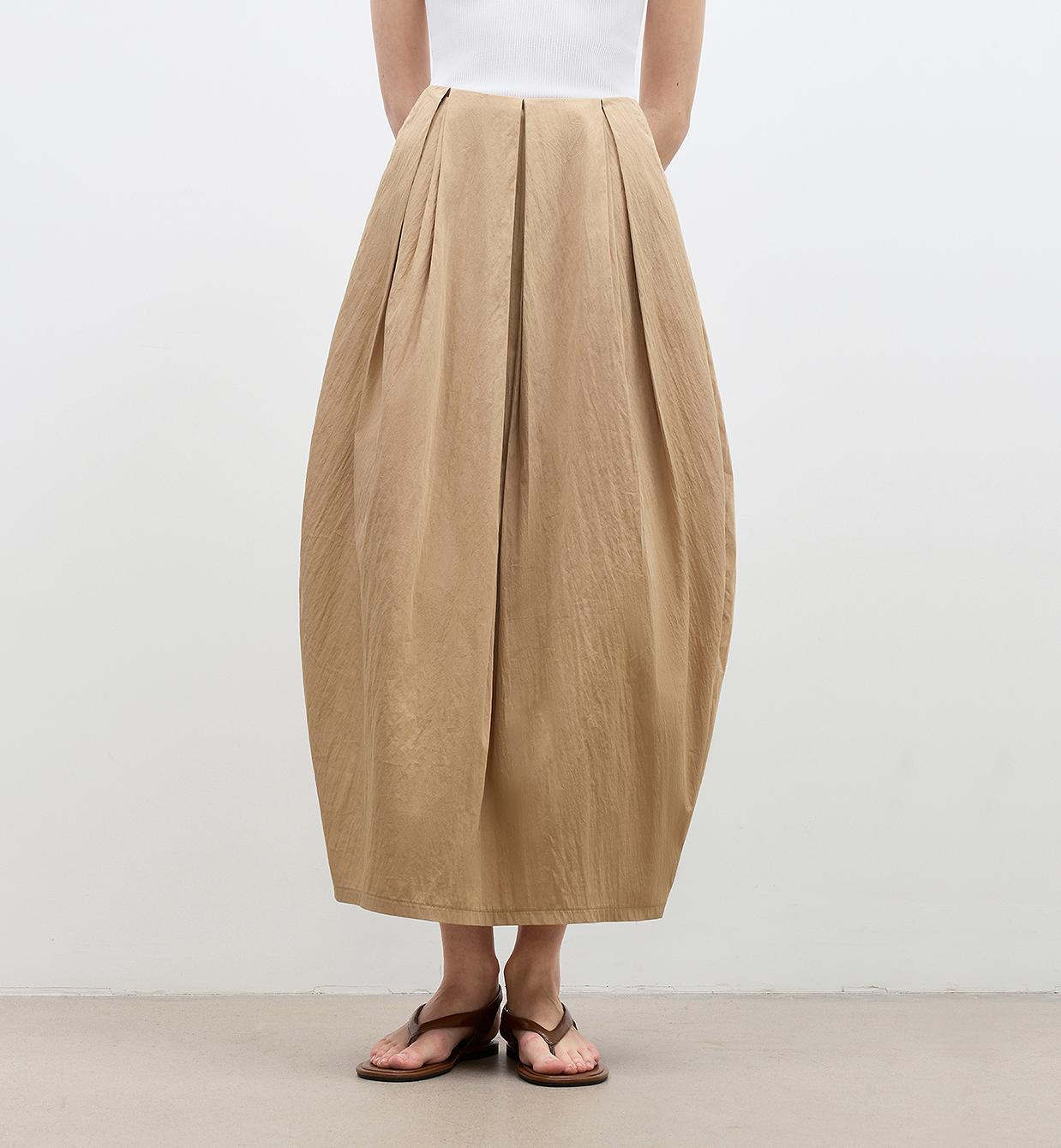 Flower Bud Skirt - High Waist Skirt (White/Khaki)