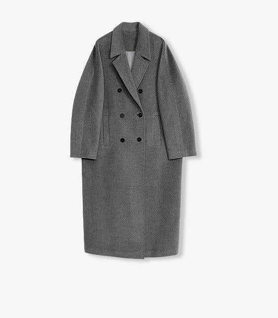 Wool Cashmere Blend Classic Tie Coat - Camel / Gray