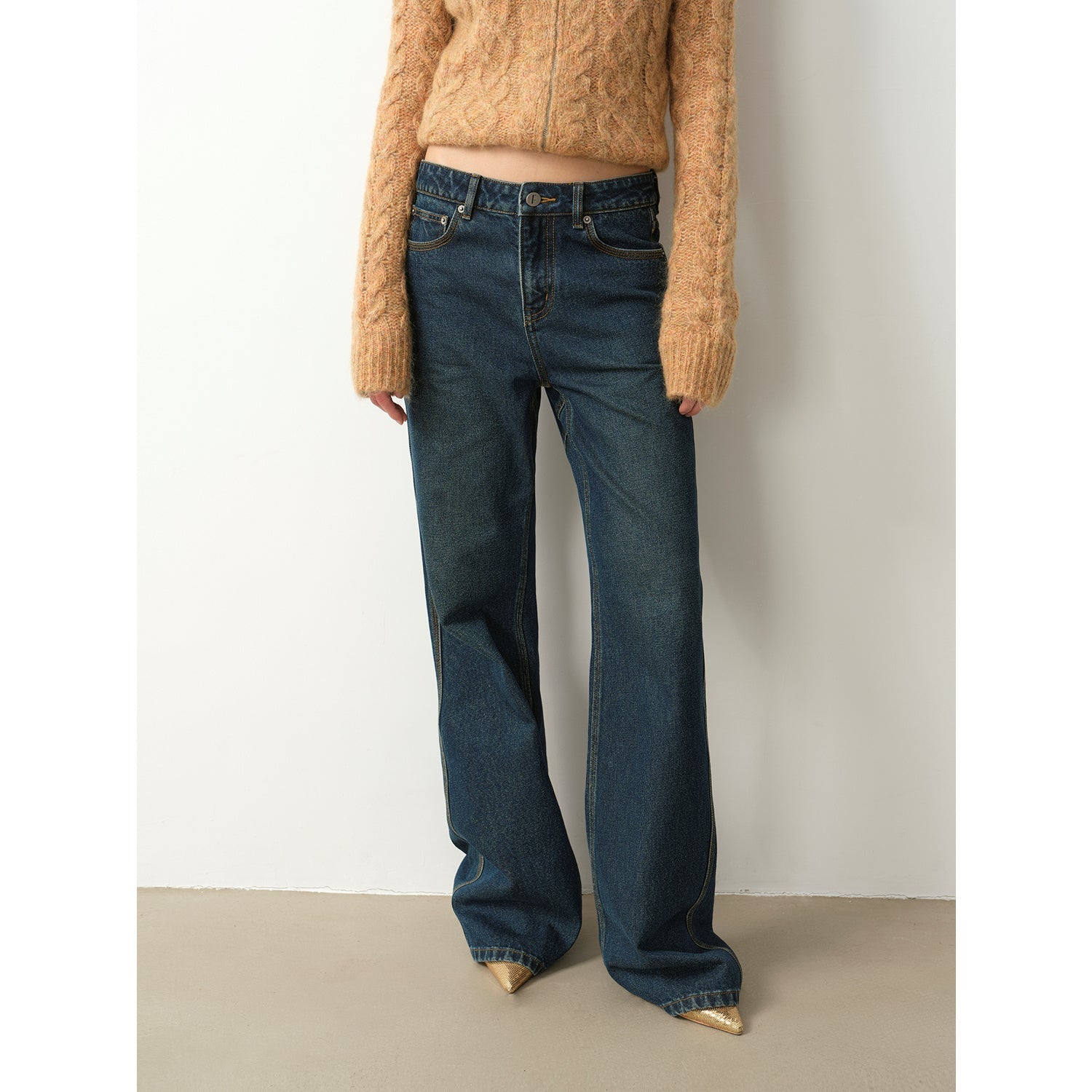 Flared Vintage Retro Washed Loose Jeans for Women