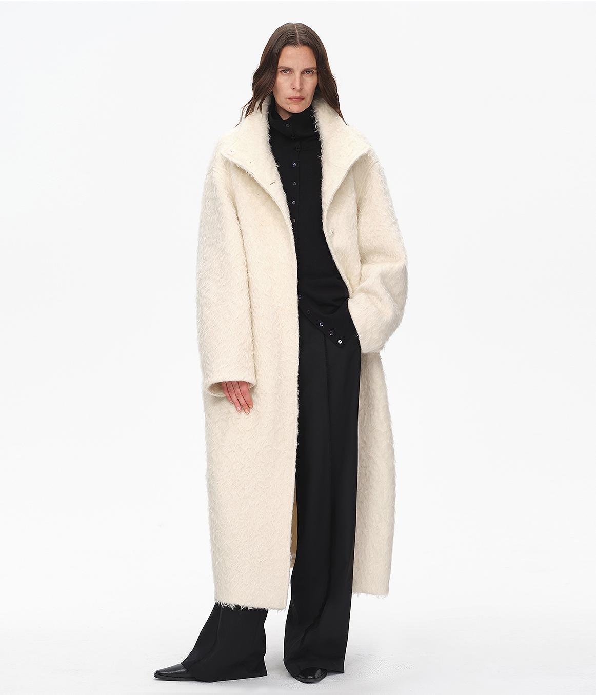 Mohair Wool Stand Collar Coat