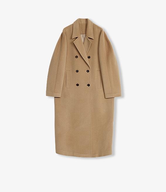 Wool Cashmere Blend Classic Tie Coat - Camel / Gray