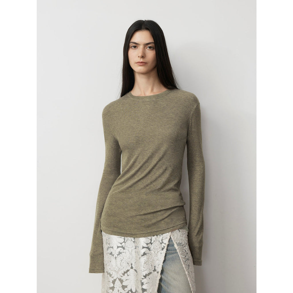 Lyocell Wool Stretch Long-Sleeved T-Shirt