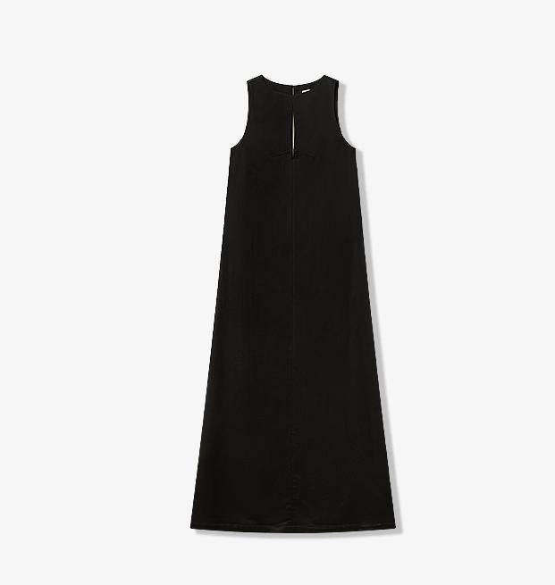 Acetate Wool Slimming Hollow Neckline A-Line Dress