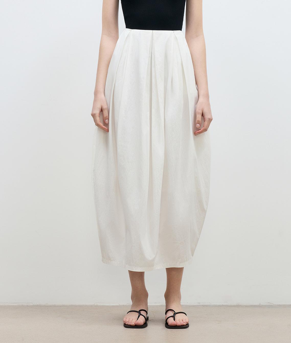 Flower Bud Skirt - High Waist Skirt (White/Khaki)