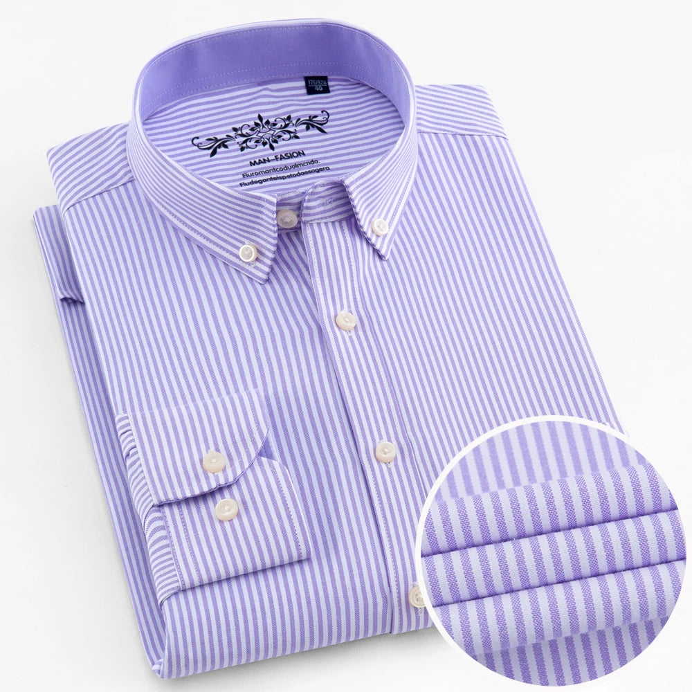 Checked/Striped Cotton Blend Shirt