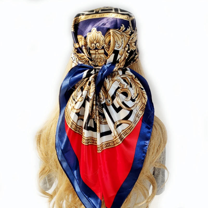 Floral Print Square Scarf – Silk-Feel