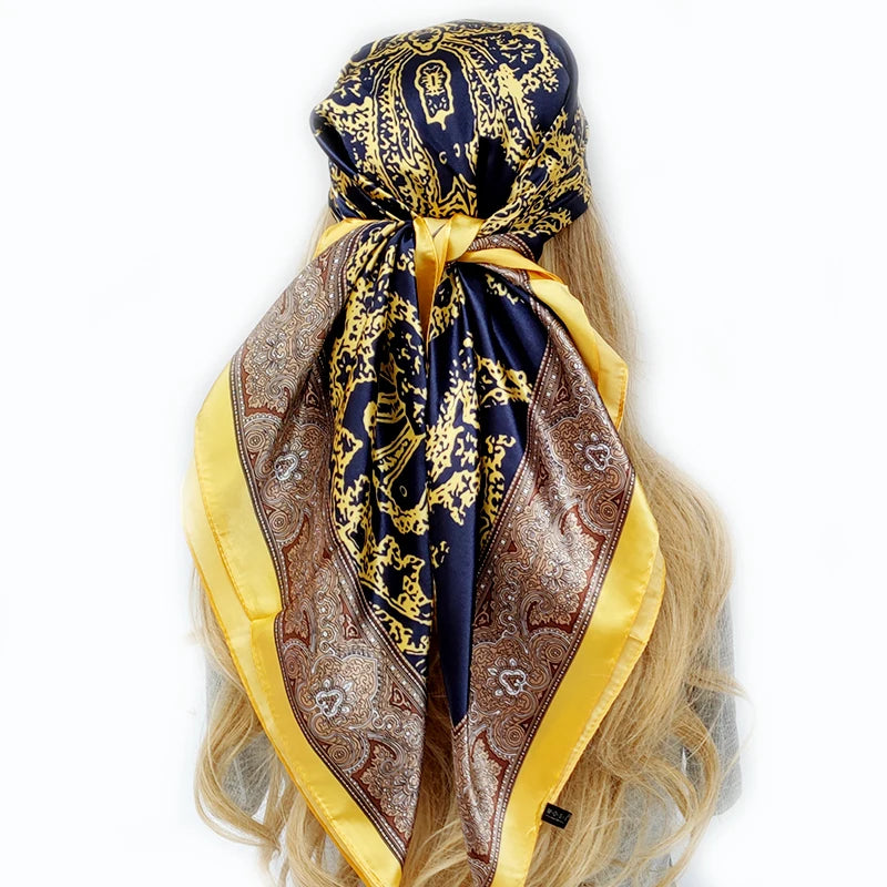 Floral Print Square Scarf – Silk-Feel
