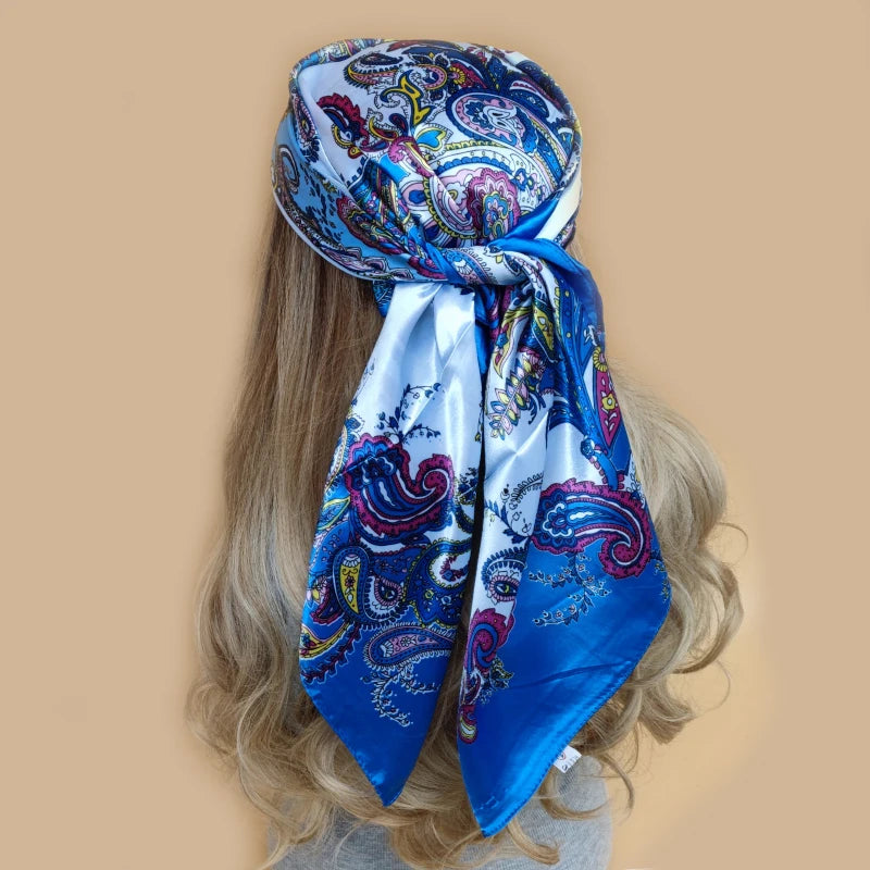 Floral Print Square Scarf – Silk-Feel