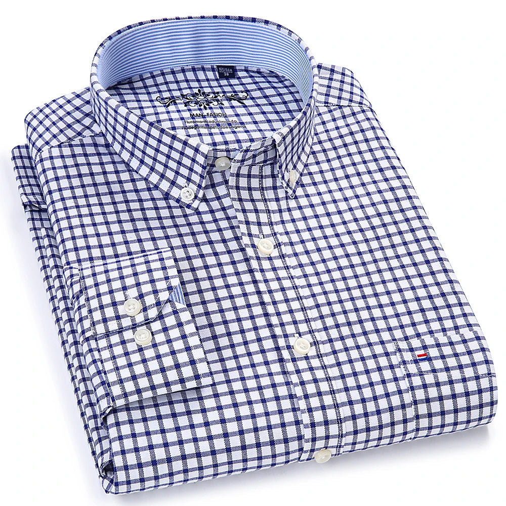 Checked/Striped Cotton Blend Shirt