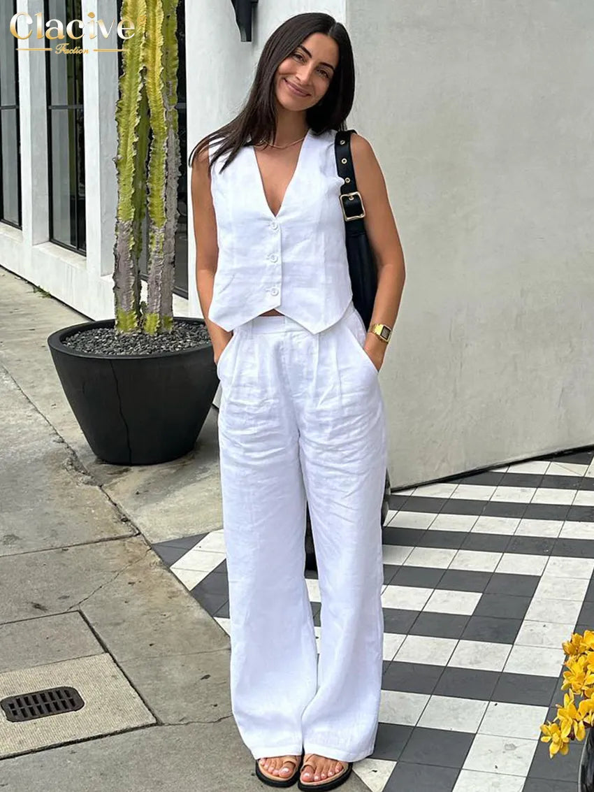 Summer Linen Two Piece Set for Women