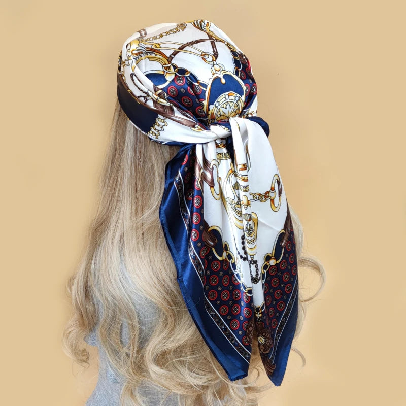 Floral Print Square Scarf – Silk-Feel