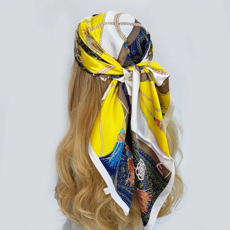 Floral Print Square Scarf – Silk-Feel