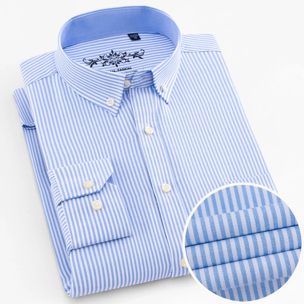 Checked/Striped Cotton Blend Shirt