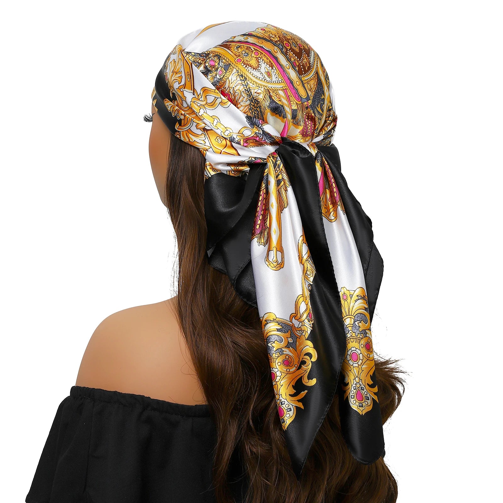 Colorful Silk-Feel Square Scarf