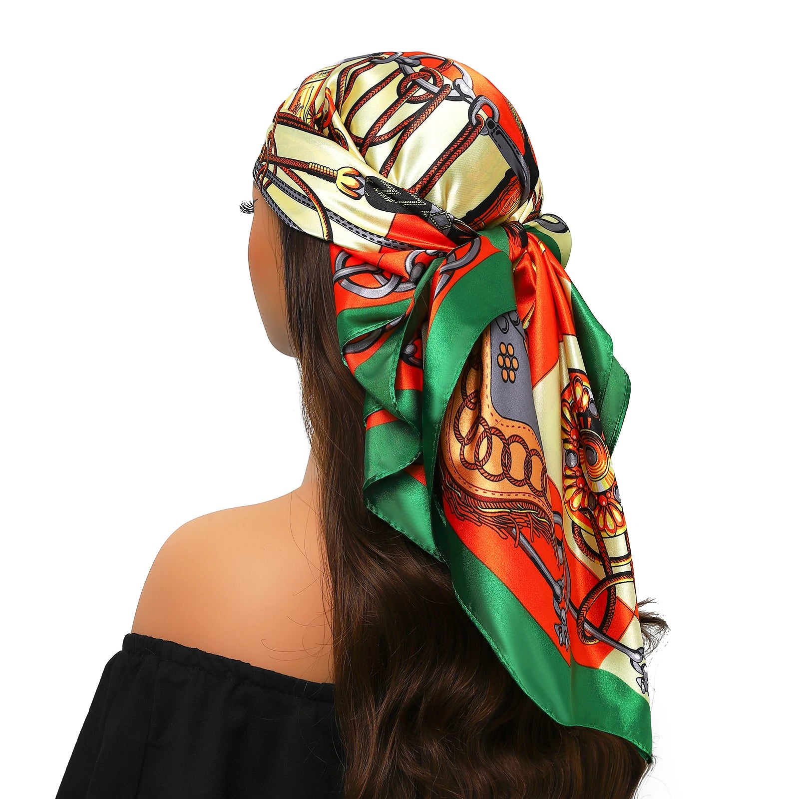 Colorful Silk-Feel Square Scarf