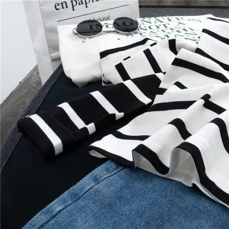 Striped Round-Neck Long Sleeve Tee