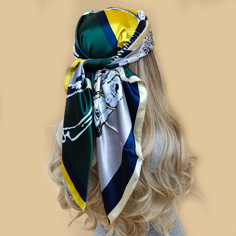 Floral Print Square Scarf – Silk-Feel