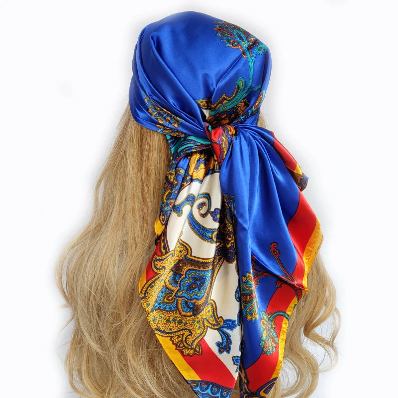 Colorful Silk-Feel Square Scarf