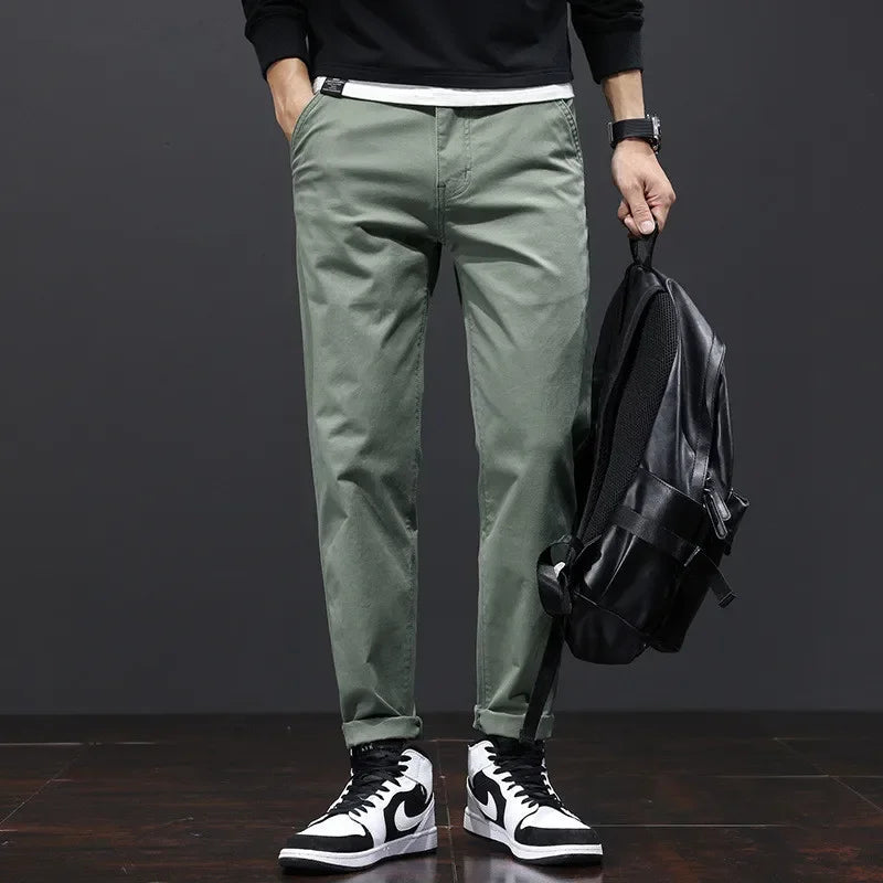 Stretch Straight Fit Cotton Trousers
