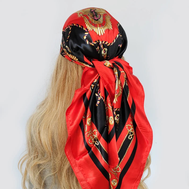 Colorful Silk-Feel Square Scarf