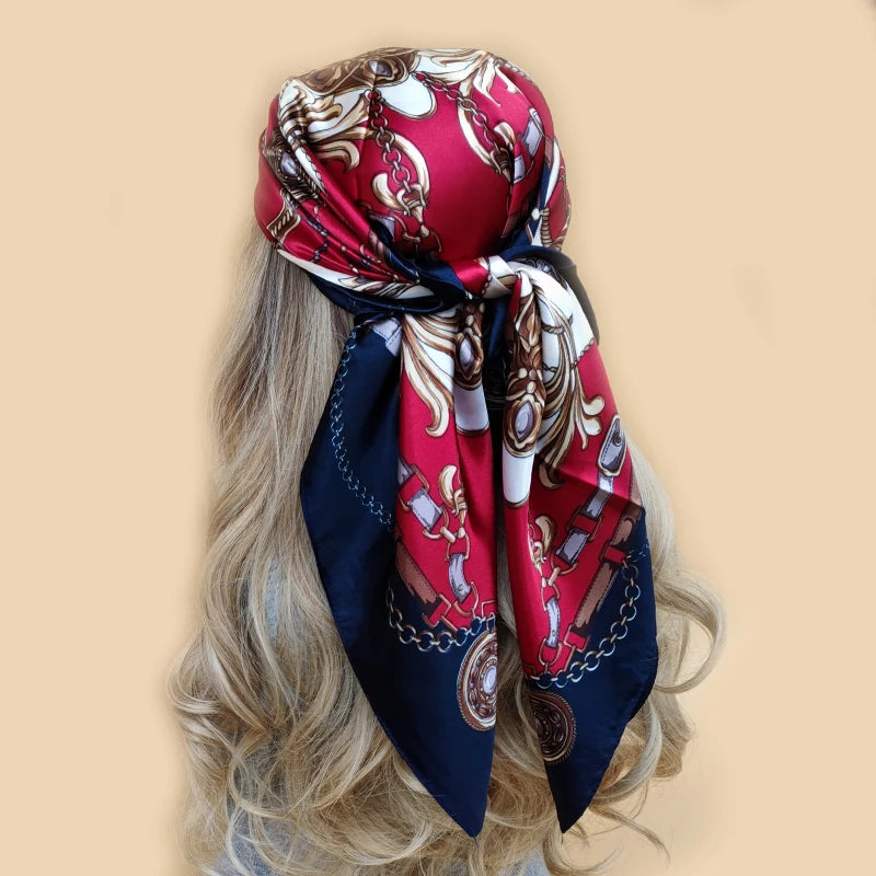 Floral Print Square Scarf – Silk-Feel