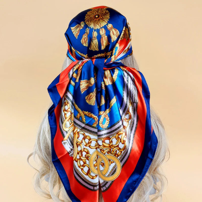 Colorful Silk-Feel Square Scarf