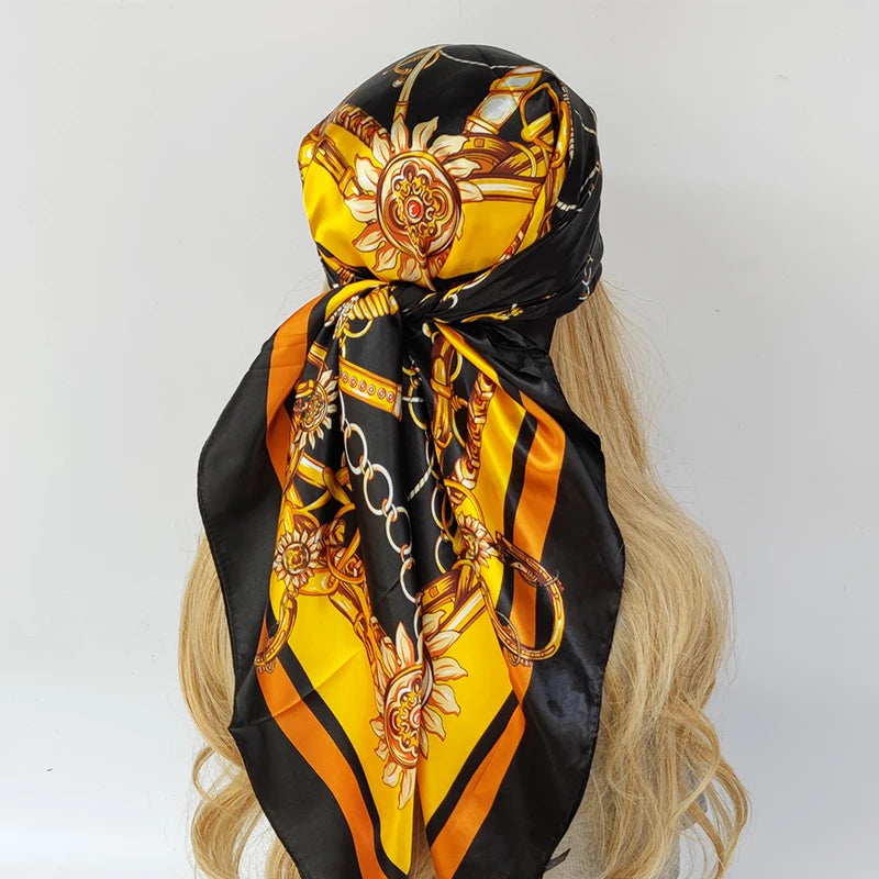 Colorful Silk-Feel Square Scarf