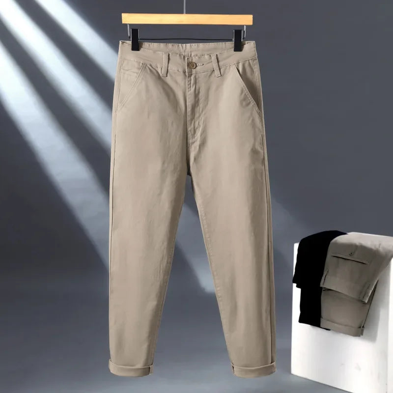Stretch Straight Fit Cotton Trousers